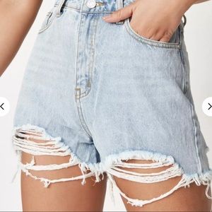 Missguided High Waisted Distressed Shorts